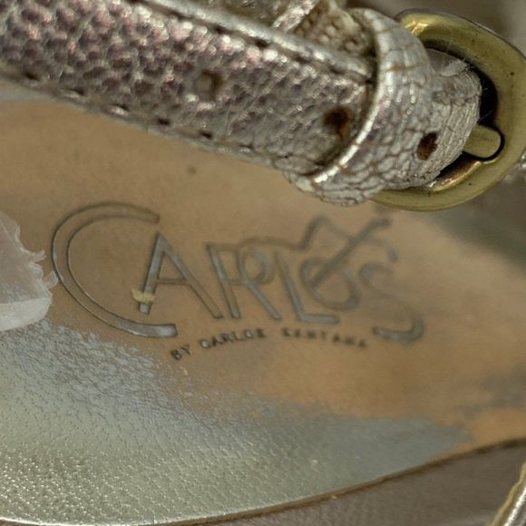 Carlos Santana Metallic Cage Heels Womens Size 7.5 Leather Buckle Open Toe 2318 - Picture 5 of 11